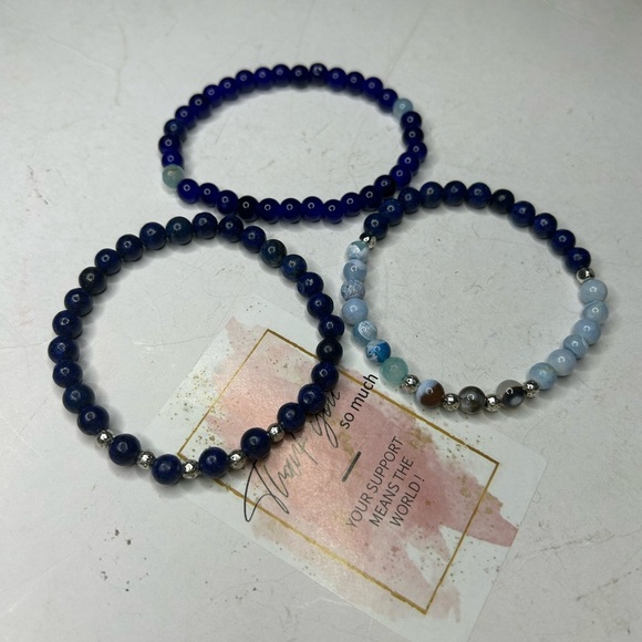 Deep Blue & Sky Bead Stack (Set of 3) - Picture 3 of 3